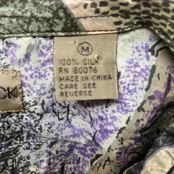 Vintage Robert Stock Abstract Pattern Silk Button Up Shirt Size M - Picture 6 of 13